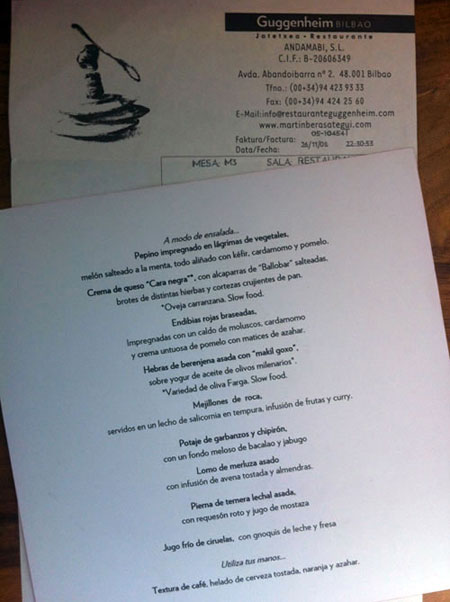 menu guggenheim 2008