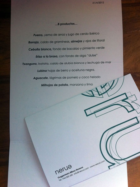 menu nerua